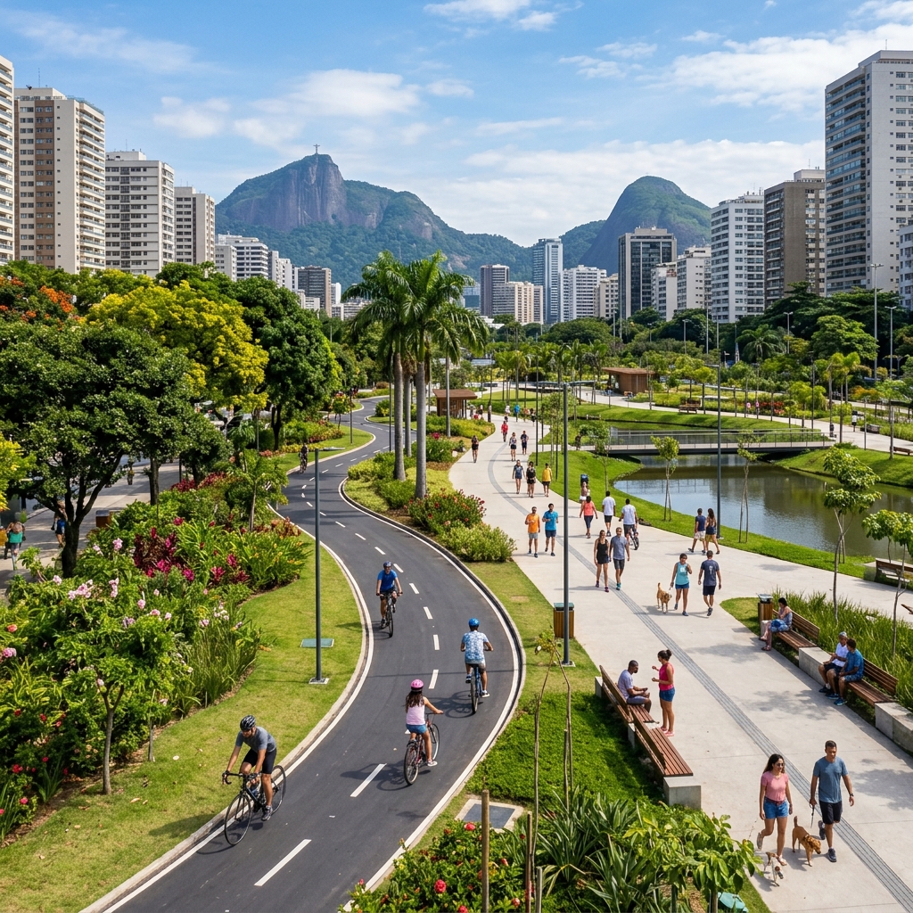 Parque ecológico com ciclovia